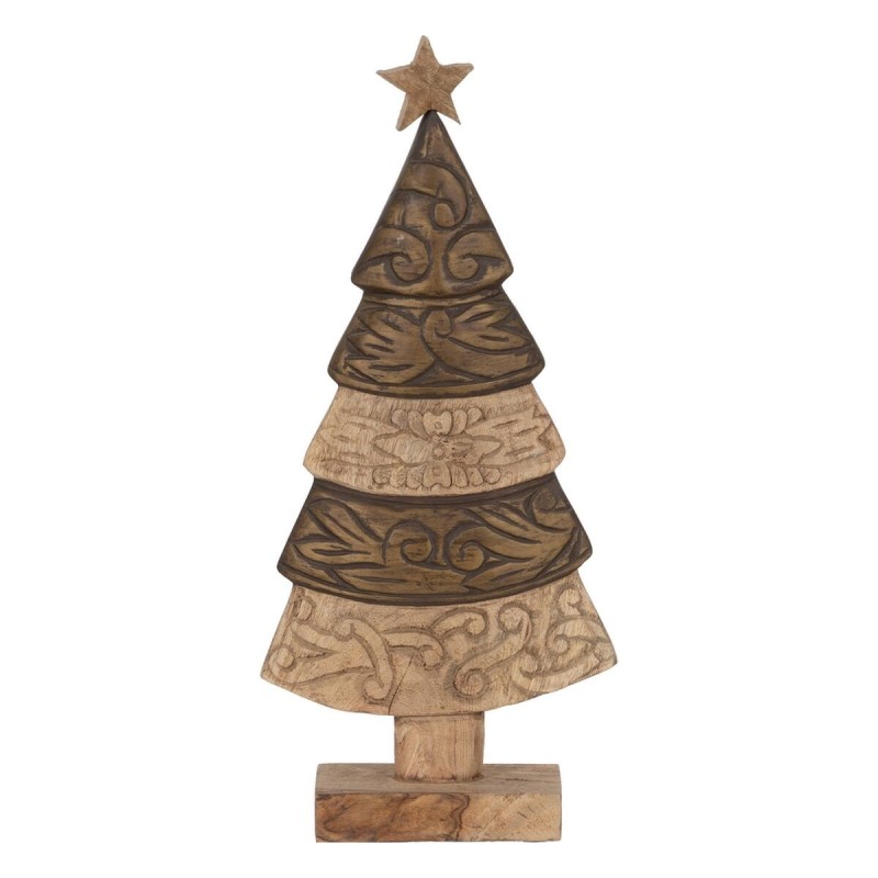 Décorations de Noël Marron Bois de manguier Sapin de Noël 23