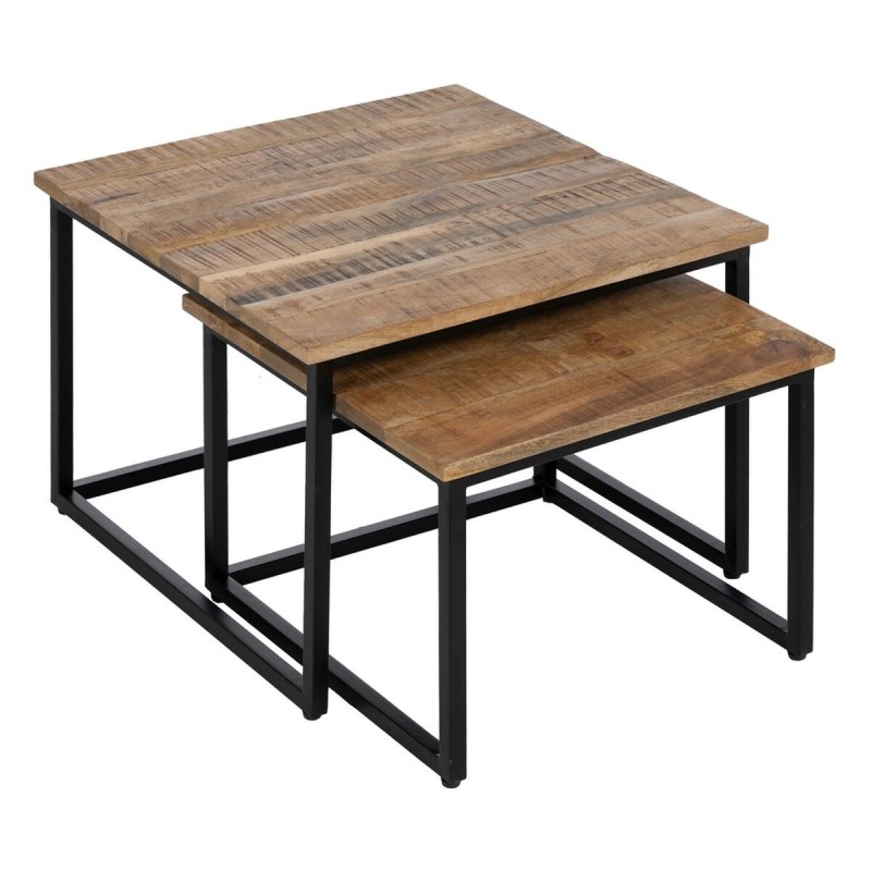 Jeu de 2 tables Noir Naturel 60 x 60 x 42 cm (2 Unités)