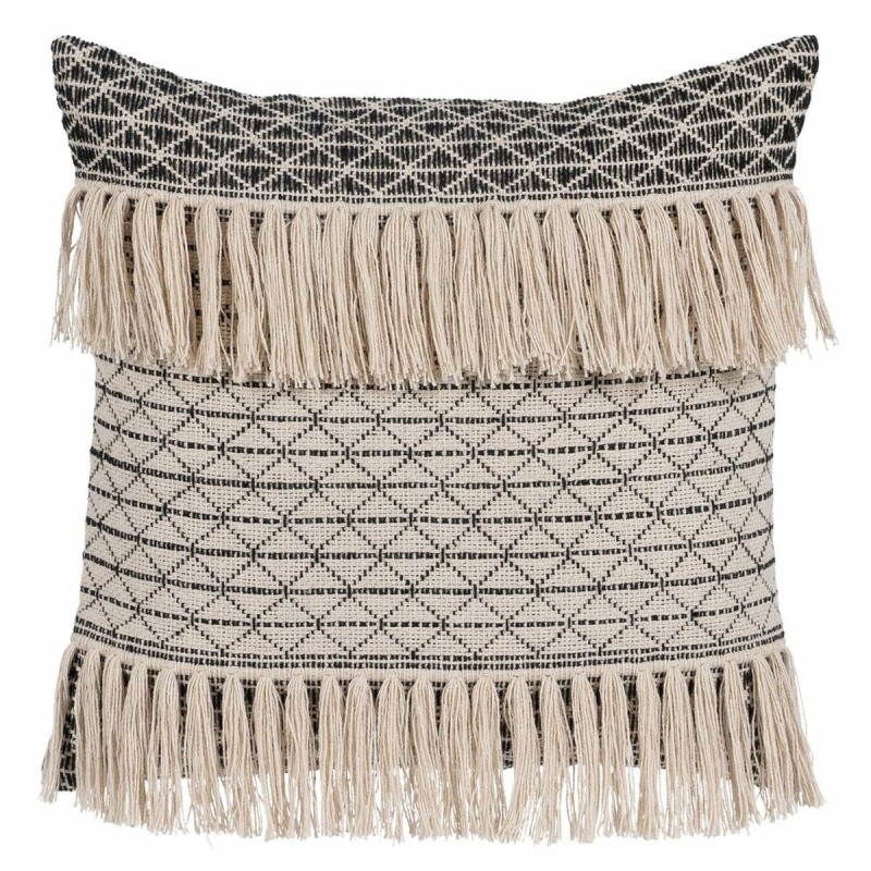 Coussin Coton Noir Beige 45 x 45 cm