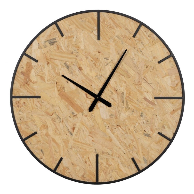 Horloge Murale Noir Naturel PVC Fer Bois MDF 80 x 4