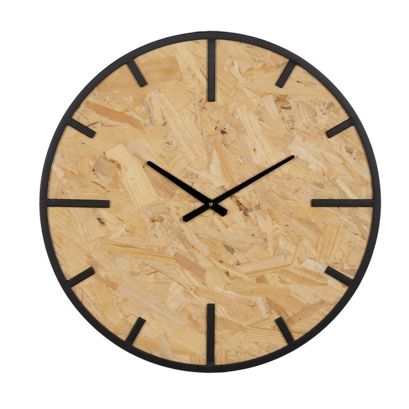 Horloge Murale Noir Naturel PVC Fer Bois MDF 60 x 4