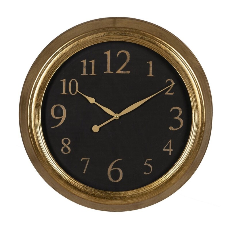 Horloge Murale Noir Doré PVC Verre Fer Bois MDF 47 x 5