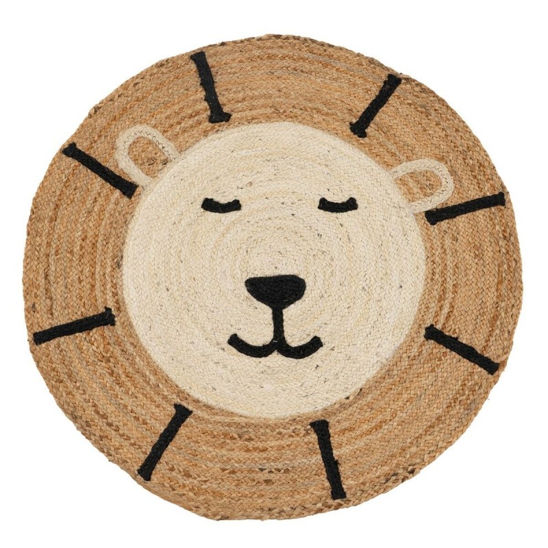 Tapis Lion Blanc Beige 100 % Jute 100 x 100 cm