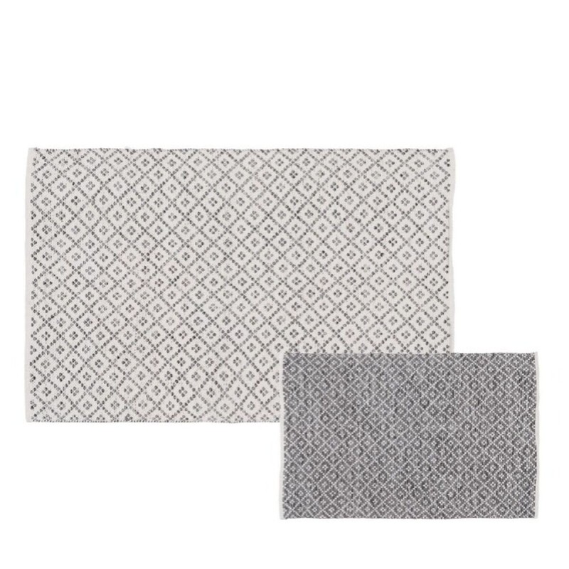 Tapis Blanc Gris 70 % coton 30 % Polyester 120 x 180 cm