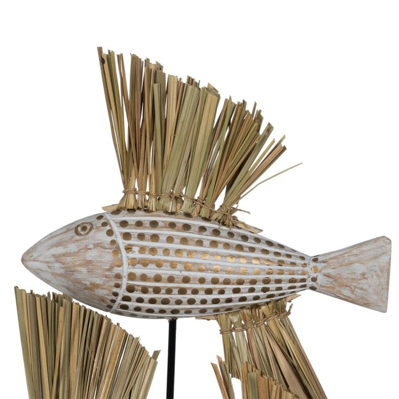 Figurine Décorative Blanc Marron Naturel Poissons 30 x 10 x 40 cm