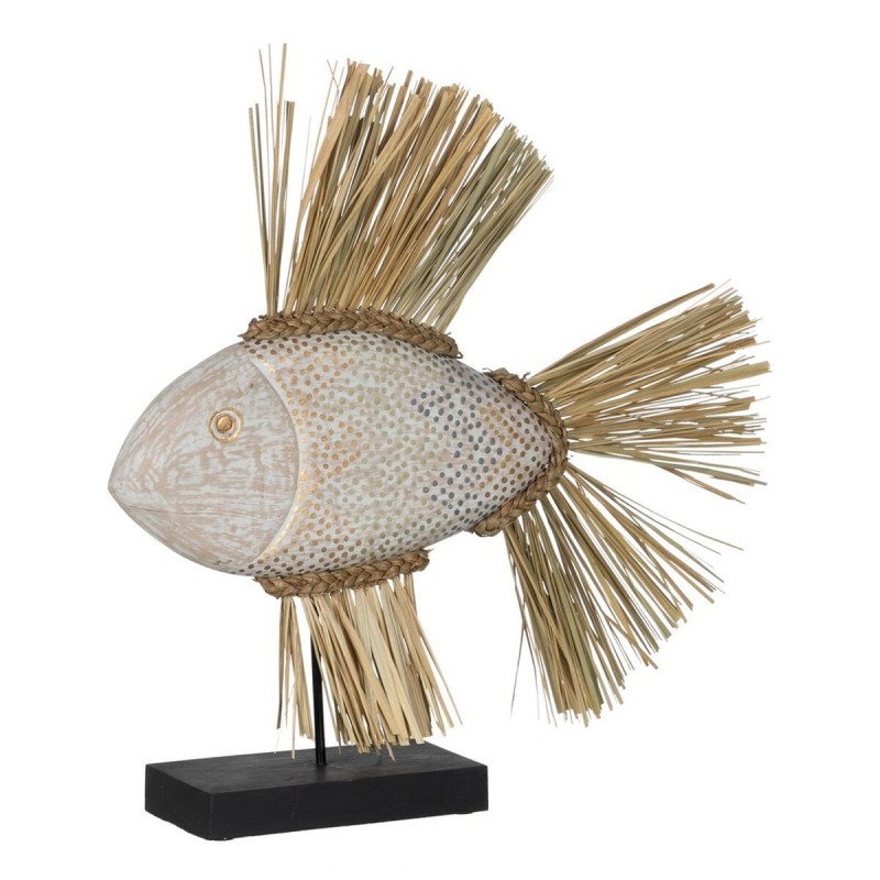 Figurine Décorative Blanc Marron Naturel Poisson 57 x 12 x 60 cm