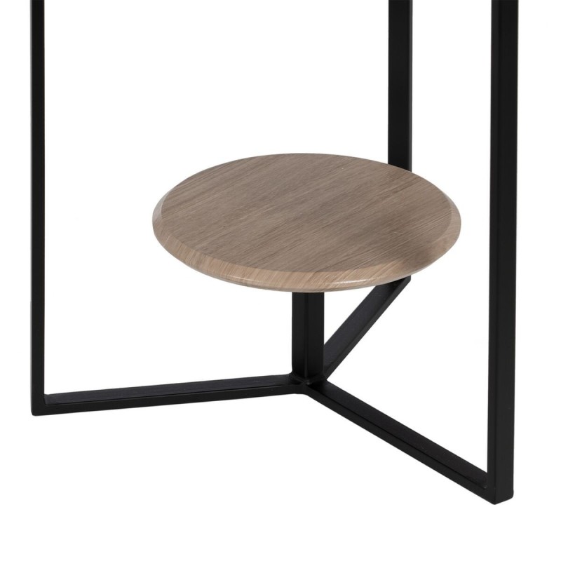 Table d'appoint Noir Naturel Verre Fer 45 x 45 x 50 cm