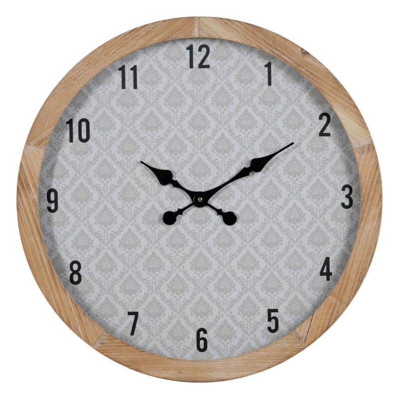 Horloge Murale Blanc Naturel Bois Verre 60 x 60 x 6