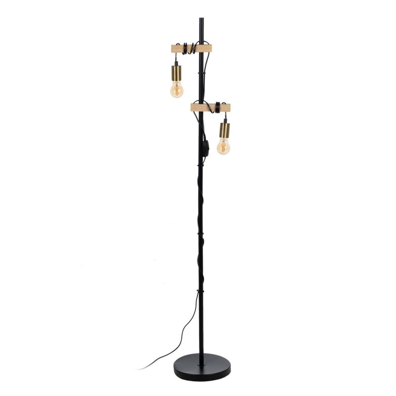 Lampadaire Noir Beige Bois Fer 26 x 26 x 149 cm