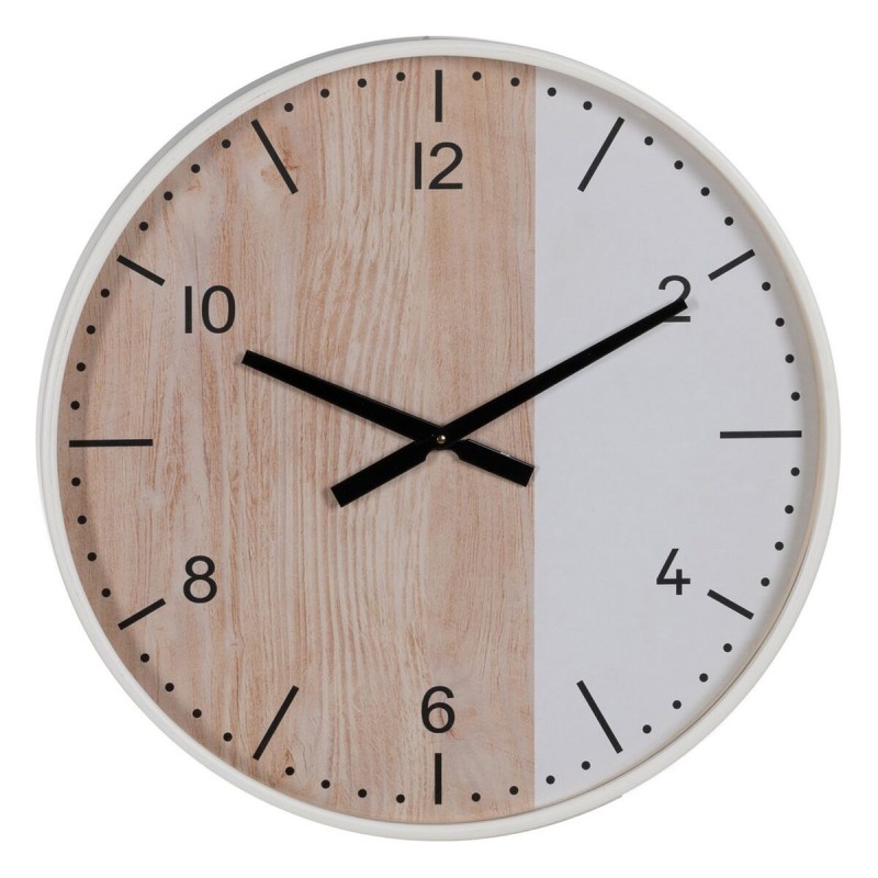 Horloge Murale Blanc Naturel Bois 60 x 60 x 5