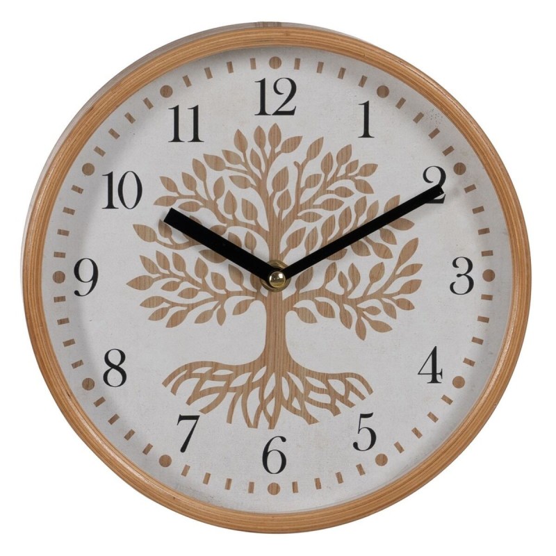 Horloge Murale Arbre Blanc Naturel Bois Verre 22 x 22 x 4