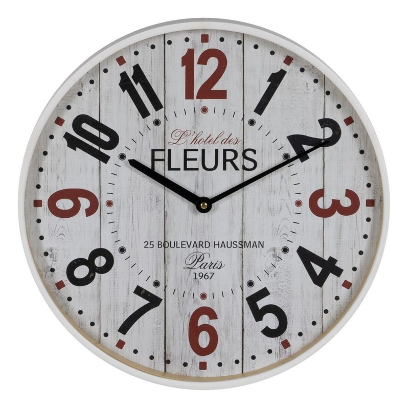 Horloge Murale Blanc Bois Verre 40 x 40 x 4