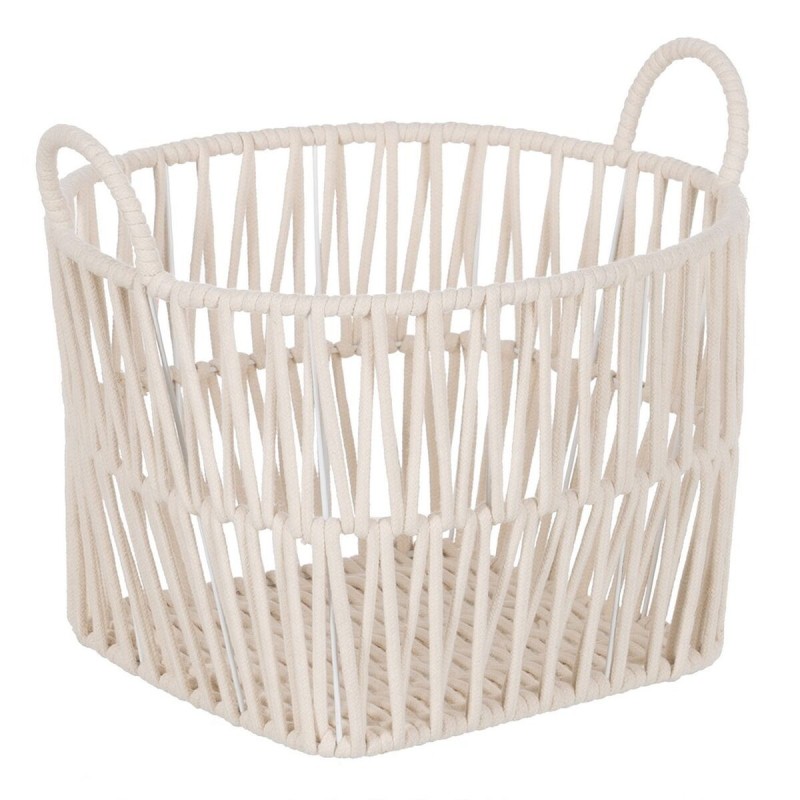 Lot de paniers Blanc Corde 38 x 38 x 32 cm (3 Pièces)