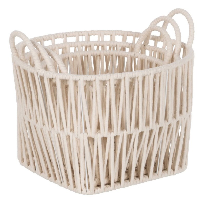 Lot de paniers Blanc Corde 38 x 38 x 32 cm (3 Pièces)