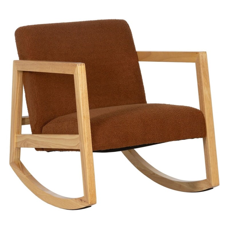 Fauteuil à Bascule Marron Beige Bois d'hévéa Tissu 60 x 83 x 72 cm