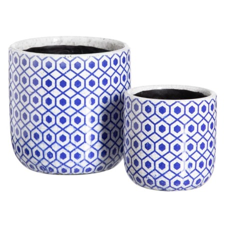 Set de pots de fleurs Bleu Terre cuite 19 x 19 x 17 cm Rond (2 Unités)