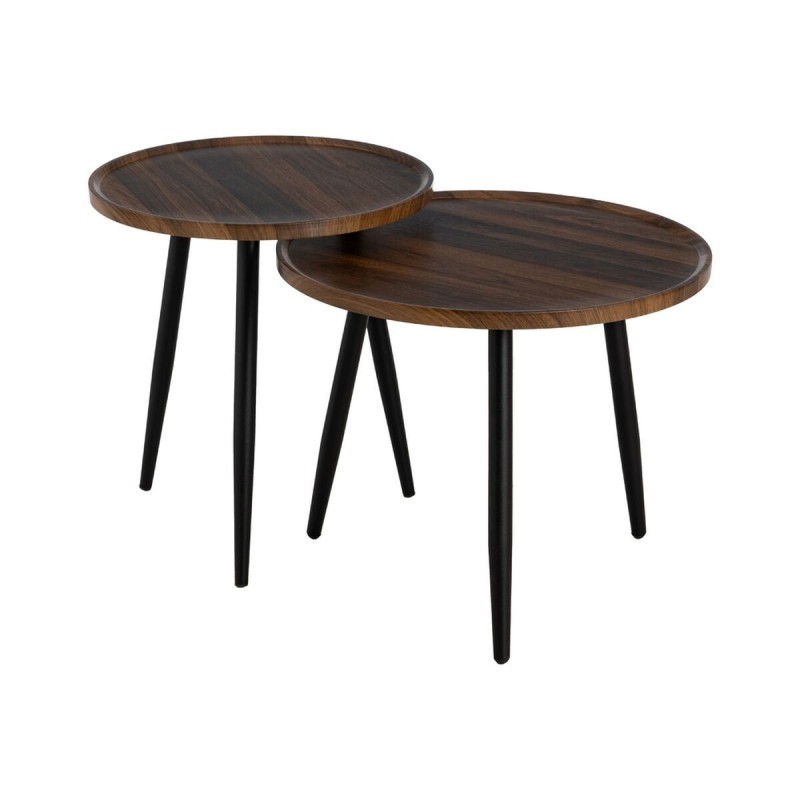 Petite Table d'Appoint Marron Noir 60 x 60 x 49