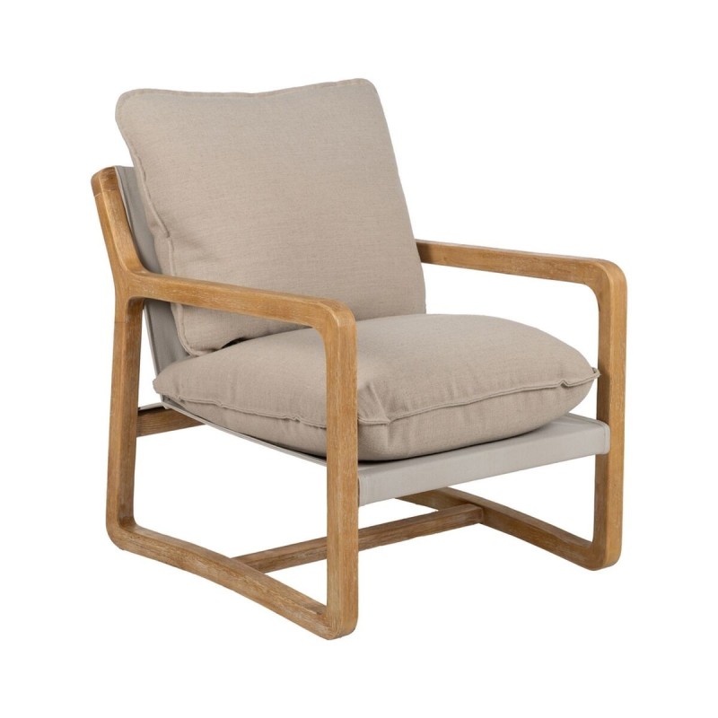 Fauteuil Beige Naturel Bois d'hévéa Éponge Bois de frêne Foam 65 x 69 x 83 cm