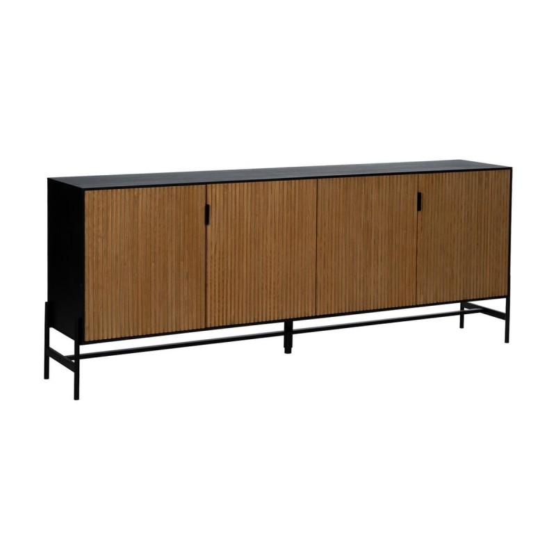 Buffet ORLEANS Noir Naturel Fer Bois MDF 204 x 40 x 81