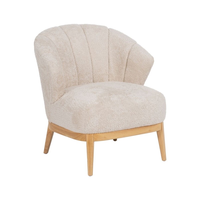 Fauteuil Crème Naturel Bois d'hévéa Foam Tissu 71 x 75 x 76 cm