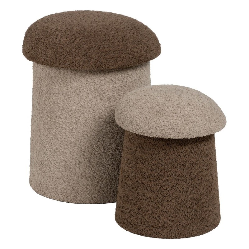 Pouf Marron Beige Bois MDF 40 x 40 x 48 cm (2 Unités)