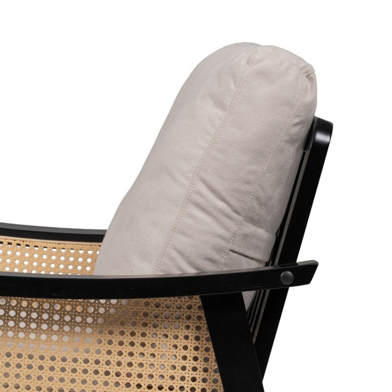 Fauteuil Noir Beige Polyéthylène Bois d'hévéa Bois MDF Foam 100 % polyester 69,5 x 83 x 80 cm