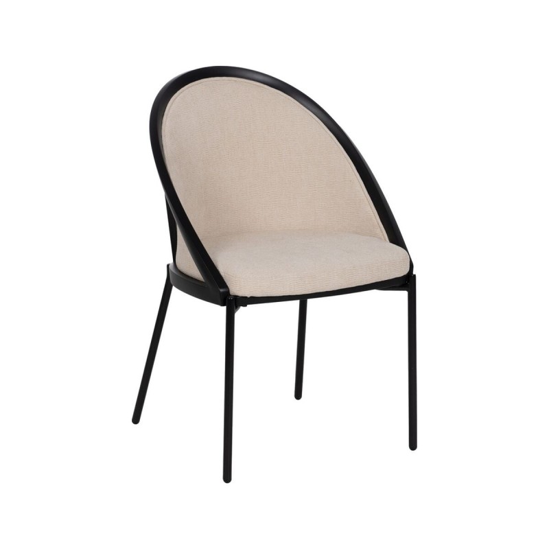 Chaise de Salle à Manger Noir Beige 54 x 47