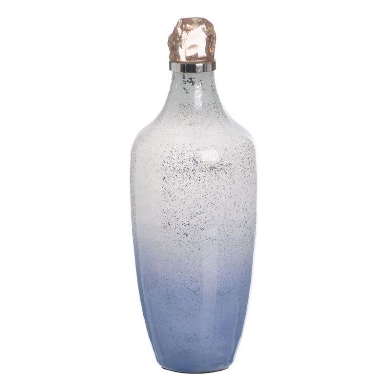 Bouteille Bleu Argenté Résine Verre 16 x 16 x 44 cm Décorative