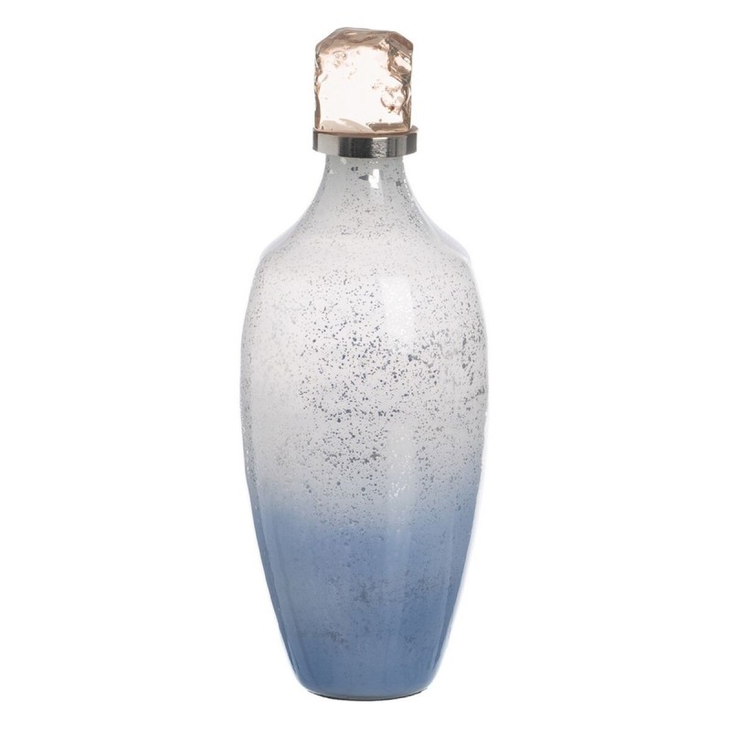 Bouteille Bleu Argenté Résine Verre 12 x 12 x 33 cm Décorative