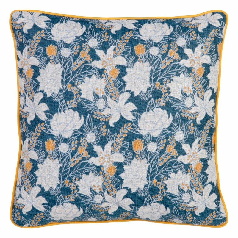 Coussin Bleu Fleurs 60 x 10 x 60 cm