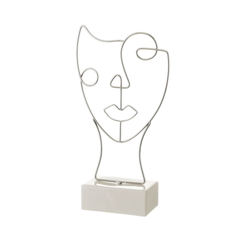 Figurine Décorative Blanc Argenté Céramique Fer 18