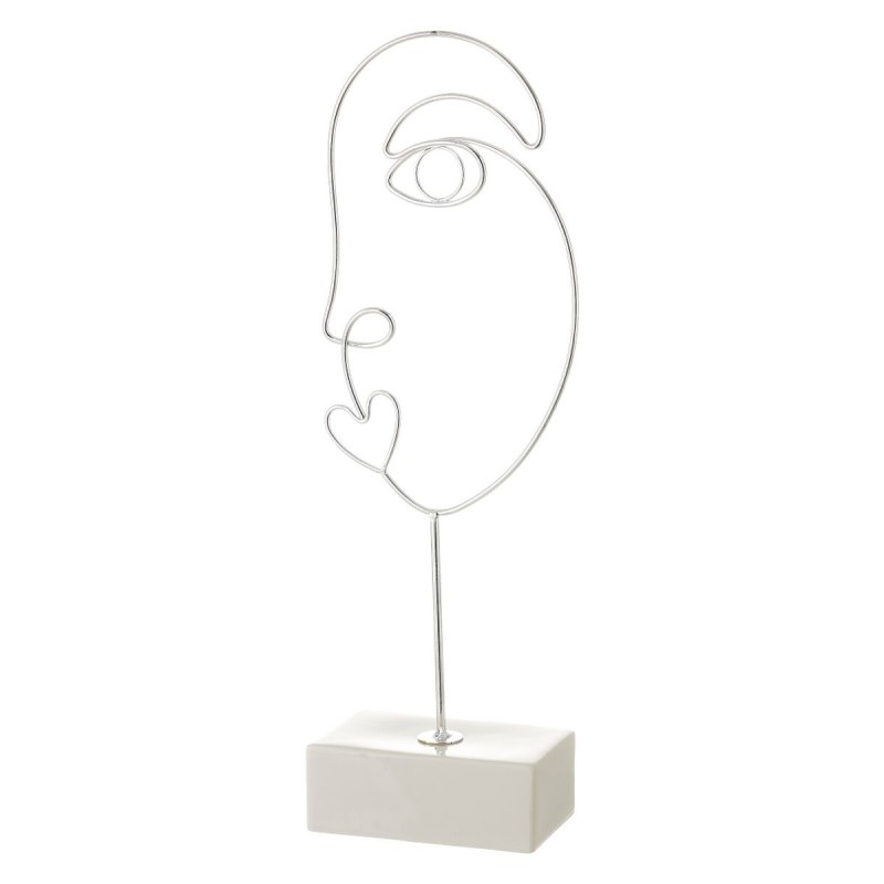 Figurine Décorative Blanc Argenté Céramique Fer 15