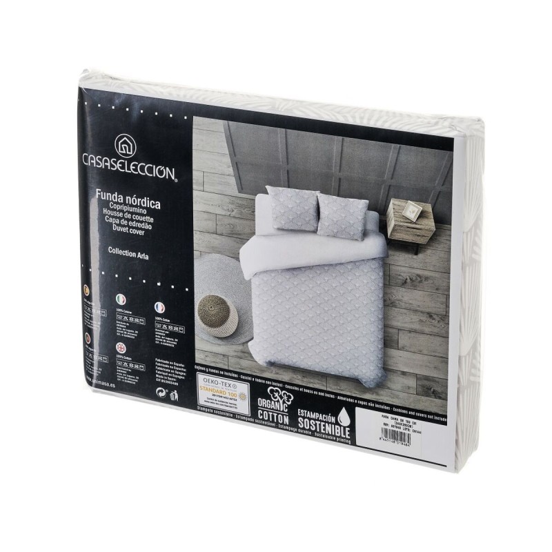 Housse de Couette ARLA Blanc Gris Gran lit 2 persones 240 x 240 x 0,2 cm