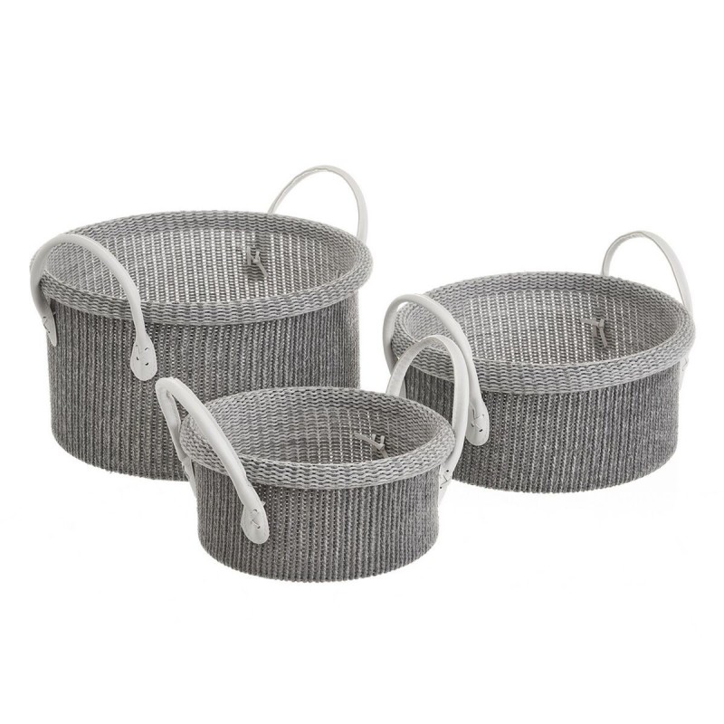 Panier Multi-usages Blanc Gris Polyester (3 Unités)