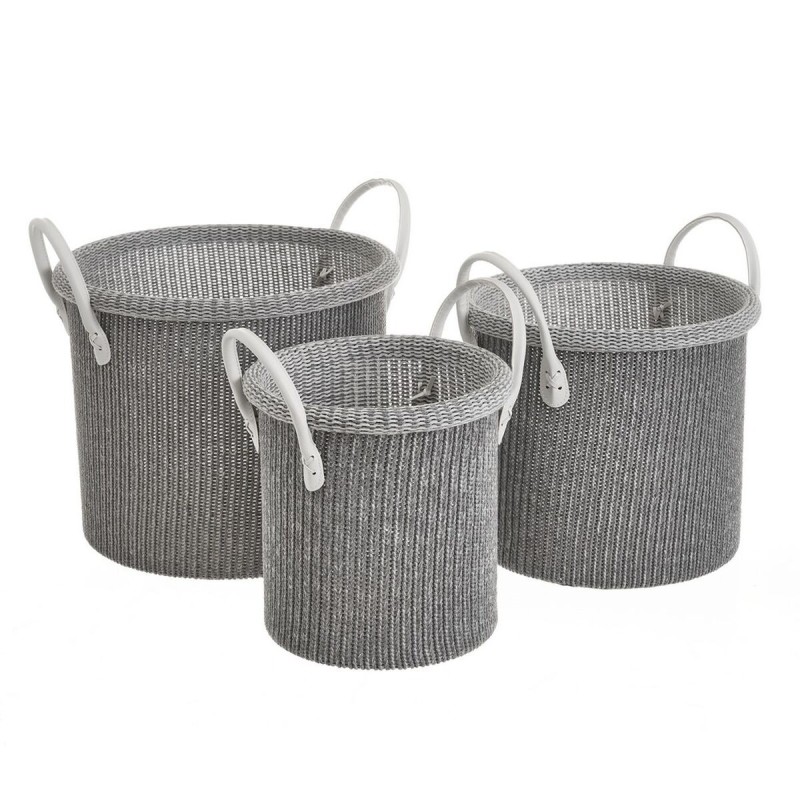 Panier Multi-usages Blanc Gris Polyester (3 Unités)