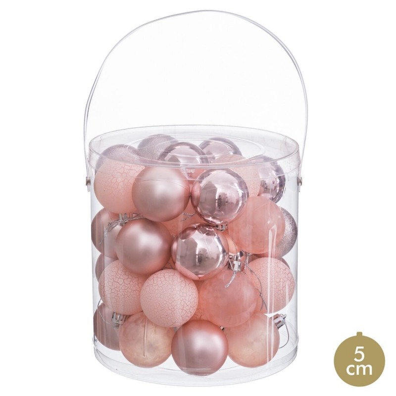 Boules de Noël Rose Plastique Ø 5 cm (40 Unités)