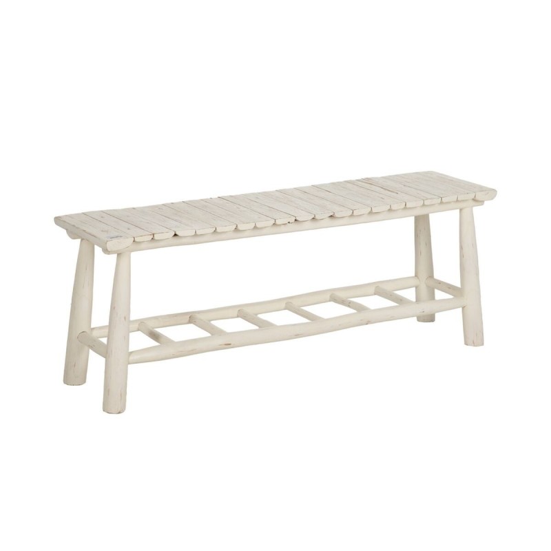 Banquette Blanc bois de teck 120 x 30 x 45 cm