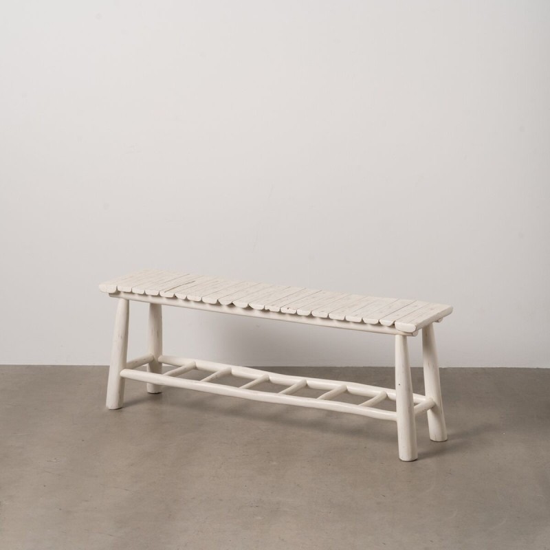 Banquette Blanc bois de teck 120 x 30 x 45 cm