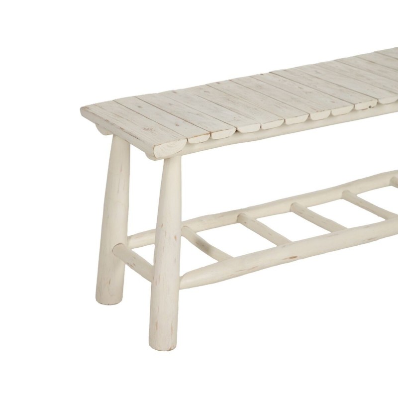 Banquette Blanc bois de teck 120 x 30 x 45 cm