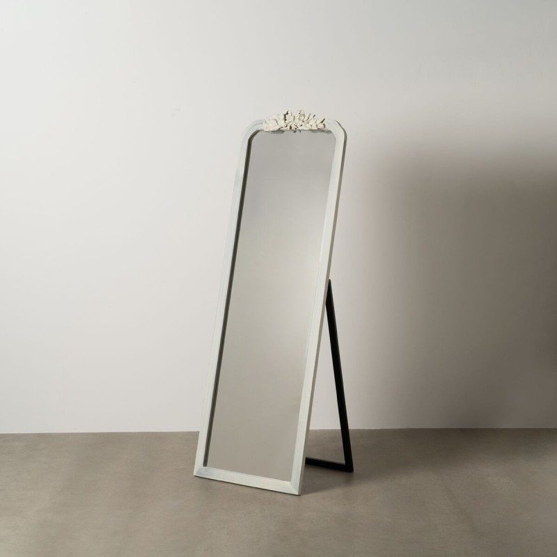 Miroir sur pied Blanc Verre Bois de paulownia 60 x 180 x 4 cm