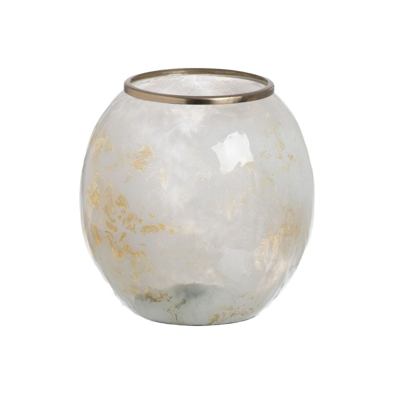 Vase Blanc Champagne Aluminium Verre 20 x 20 x 21 cm