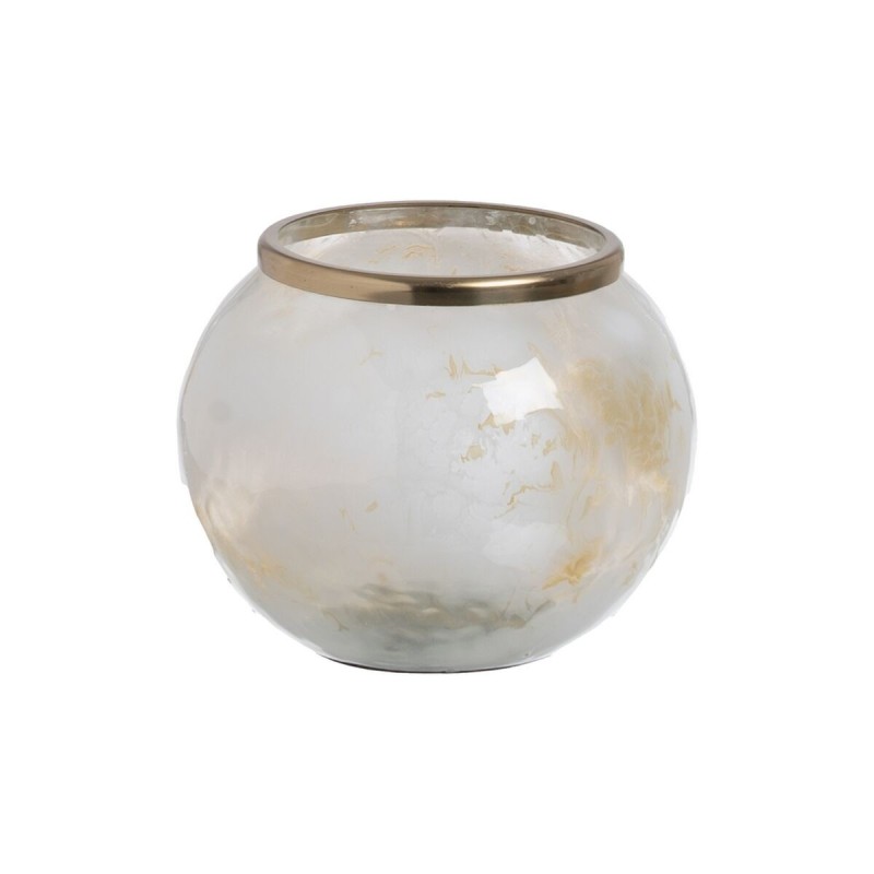 Vase Blanc Champagne Aluminium Verre 19 x 19 x 13 cm