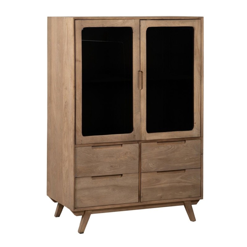 Armoire BURNIE Noir Naturel Verre Bois de manguier 107 x 40