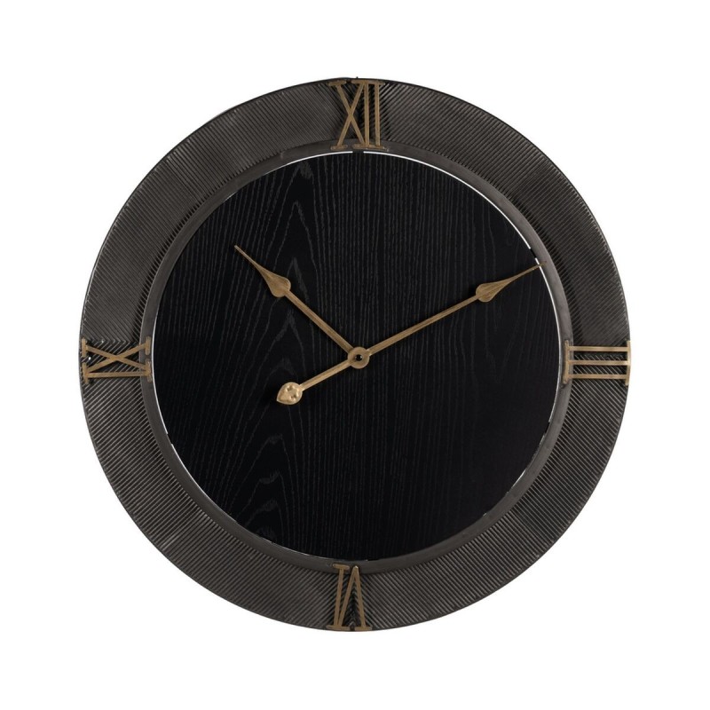 Horloge Murale Noir Doré Fer Bois MDF 61 x 2