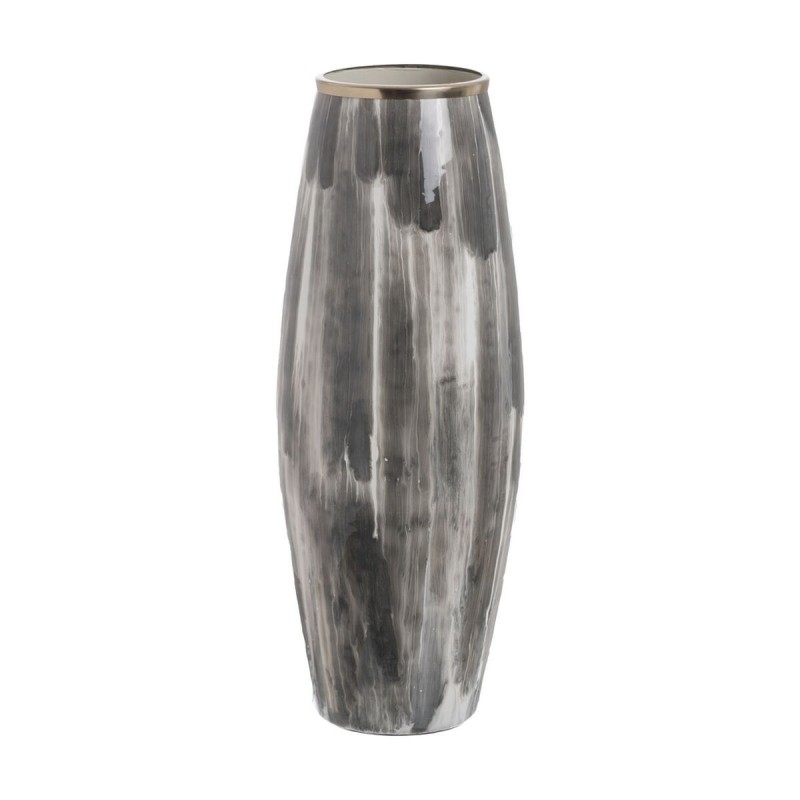 Vase Blanc Noir Aluminium Verre 23 x 23 x 61 cm