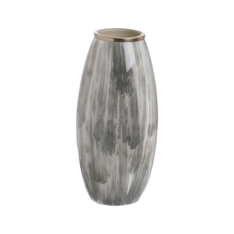 Vase Blanc Noir Aluminium Verre 21 x 21 x 44