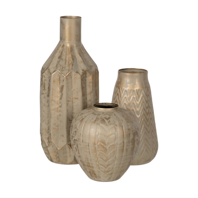 Vase Beige Doré Fer 25 x 25 x 33 cm