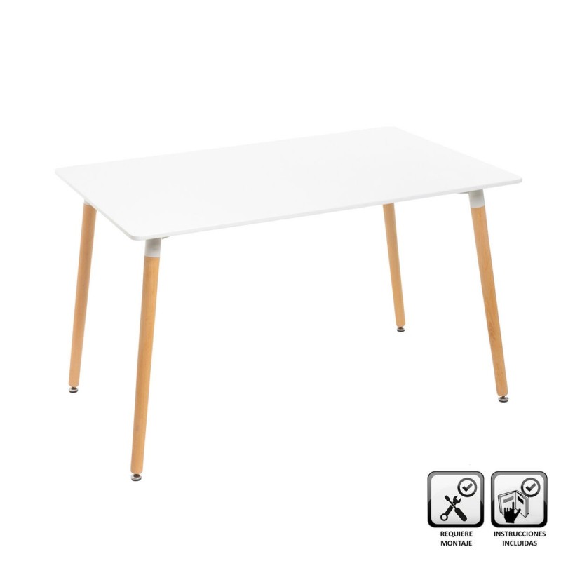 Table Blanc Naturel 125 x 80 x 74 cm