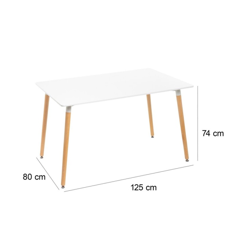 Table Blanc Naturel 125 x 80 x 74 cm