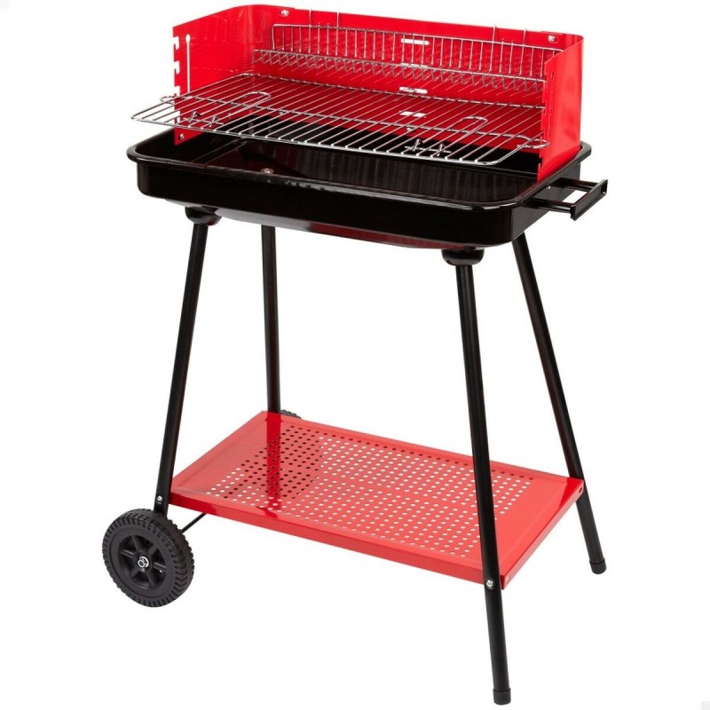 Roues de barbecue au charbon de bois Aktive Acier Plastique Métal émaillé 66 x 85 x 44 cm Rouge